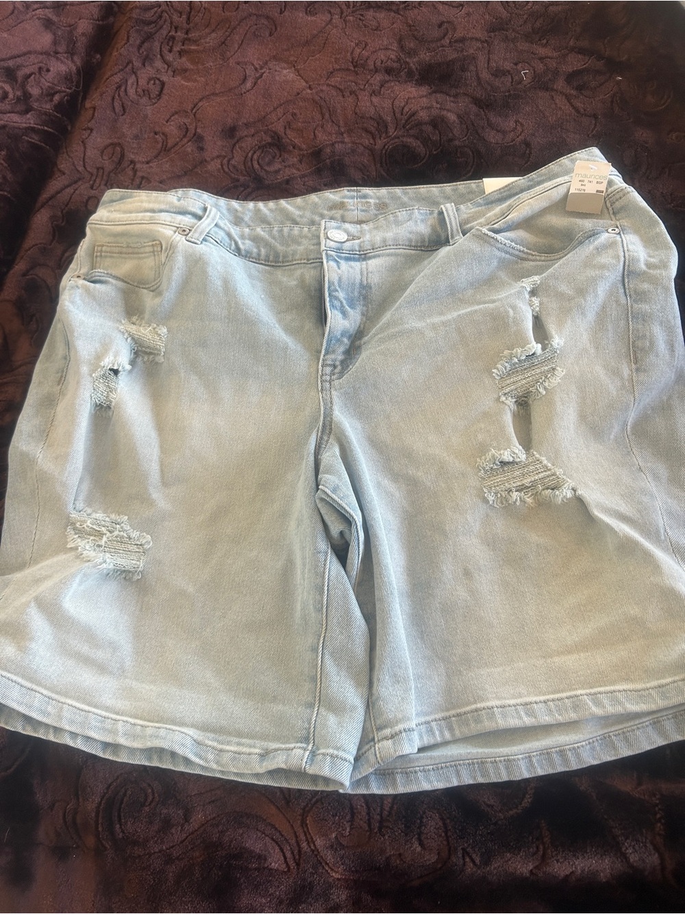 Maurices Light Blue Distressed Denim Shorts
